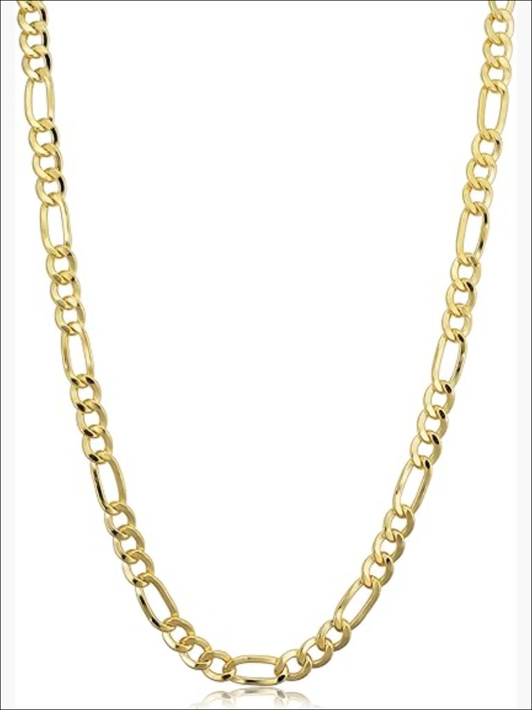14k Yellow Gold Filled Solid 4.35mm Figaro Chain Necklace 18 Inch Unisex